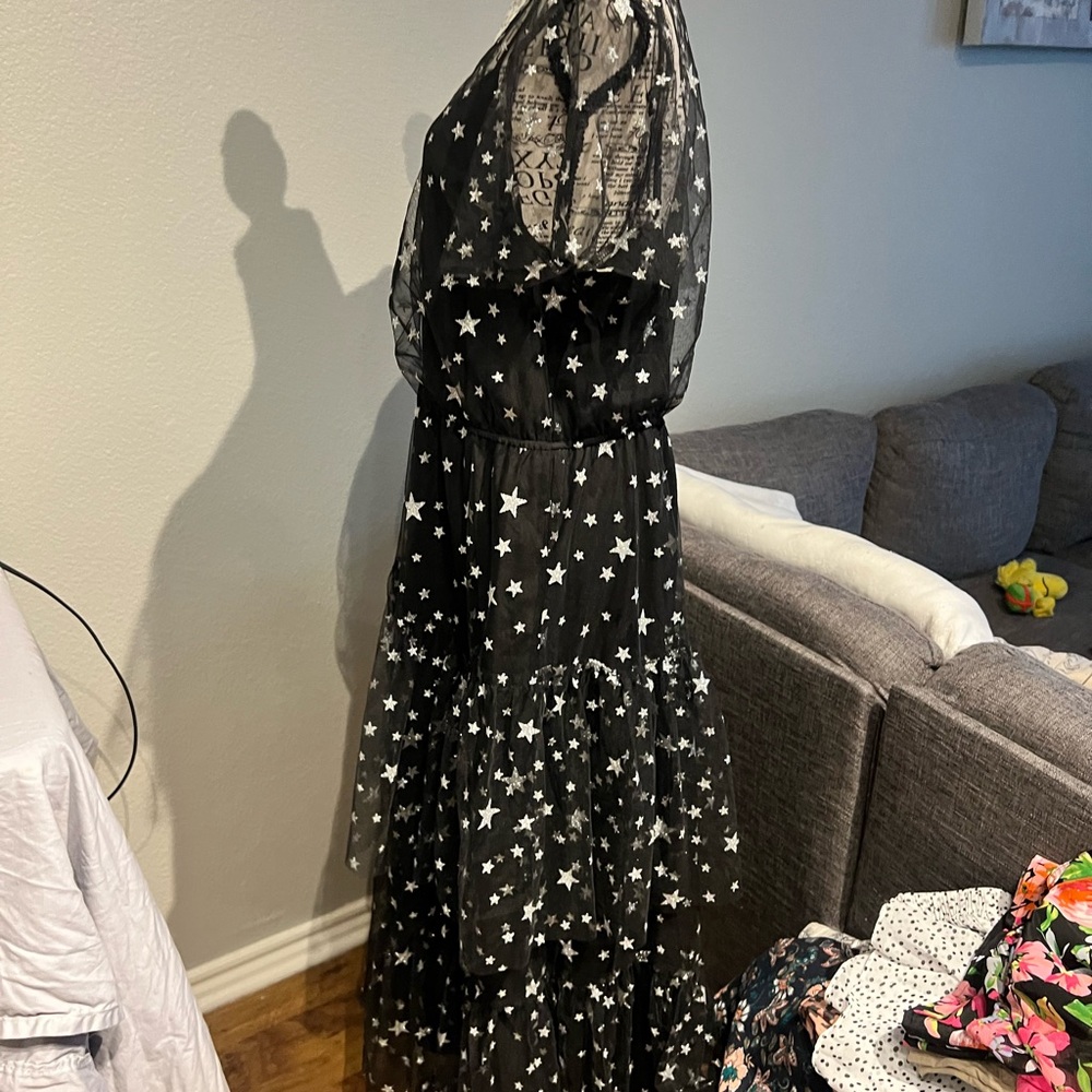 Starry Black Sheer Dress - Picture 3 of 6